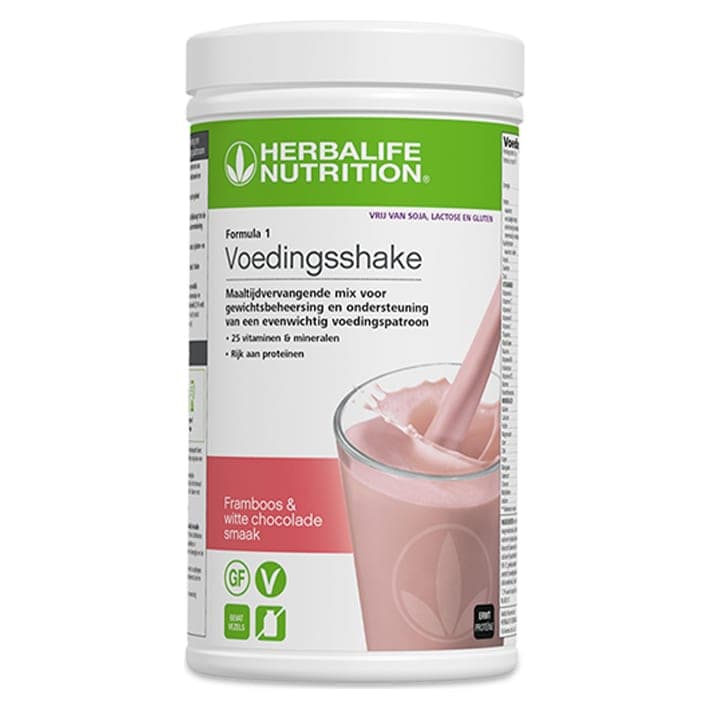 Herbalife Formule 1 shake Frambozen en witte chocola (Gluten-, soja- en lactosevrij)